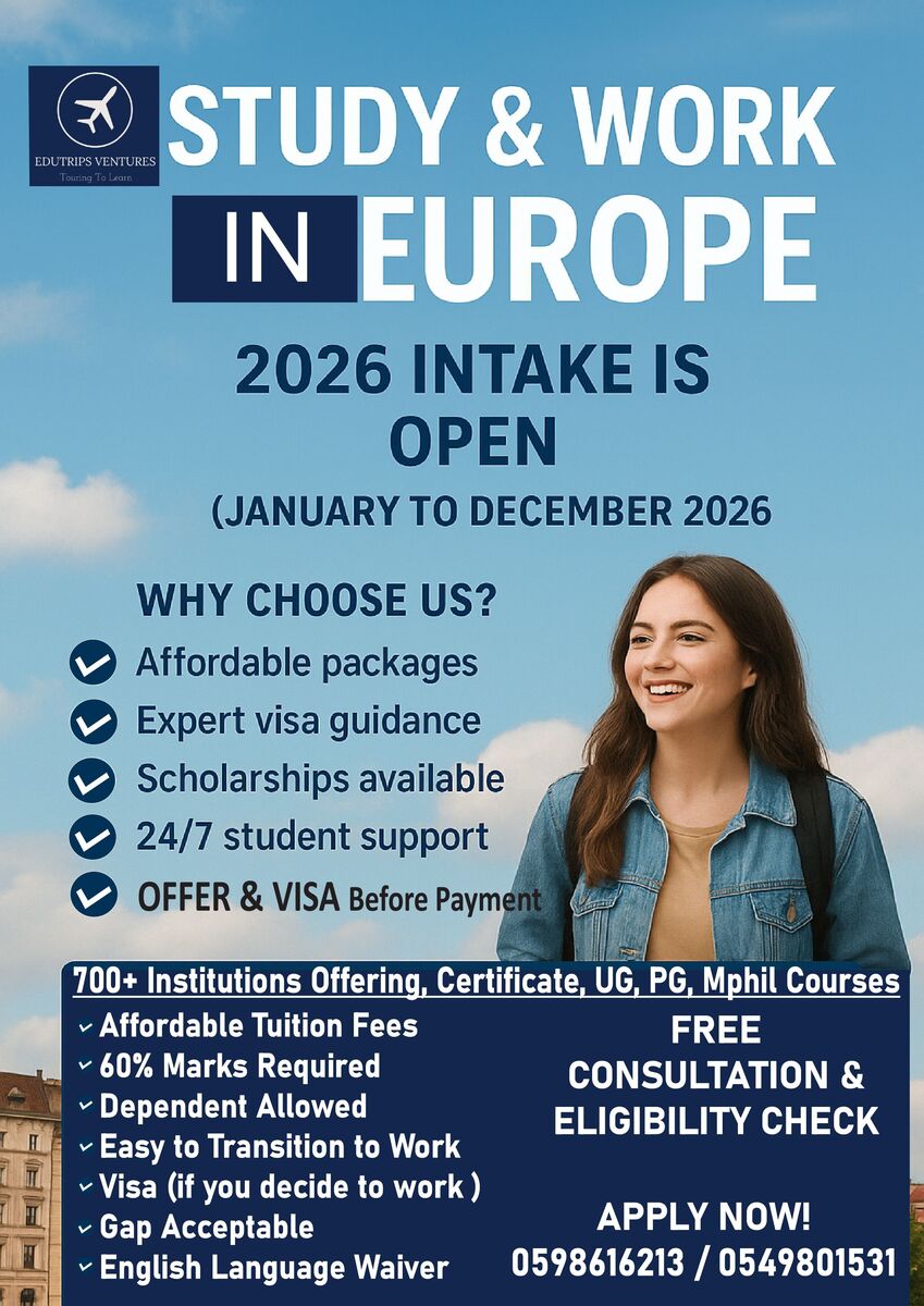Ghana Events – STUDY & WORK IN EUROPE β 2026 INTAKE OPEN! Ghana Events – STUDY & WORK IN EUROPE β 2026 INTAKE OPEN!