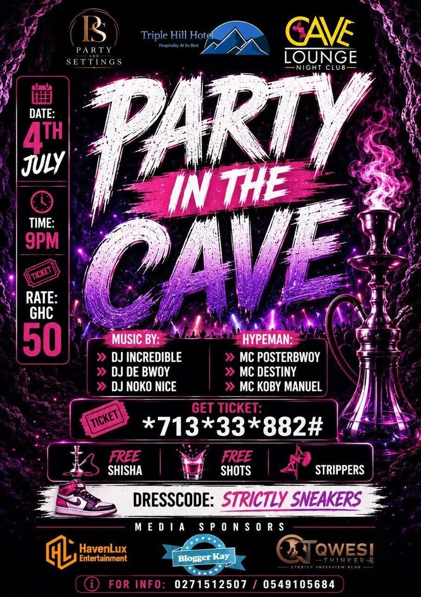 Ghana Events – PARTY IN THE CAVE Ghana Events – PARTY IN THE CAVE