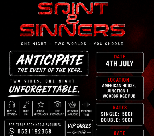 Ghana Events – Saint and Sinners Party Ghana Events – Saint and Sinners Party
