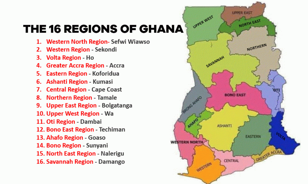 All You Need To Know About The 16 Regional Capitals Of Ghana   Ghana Regions Main 1024x611 