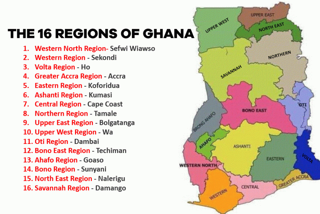 All you need to know about the 16 administrative regions of Ghana
