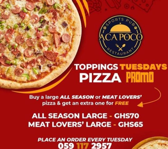 Toppings Tuesdays Pizza @ AcaPoco Sports Pub