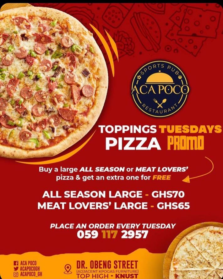 Toppings Tuesdays Pizza @ AcaPoco Sports Pub