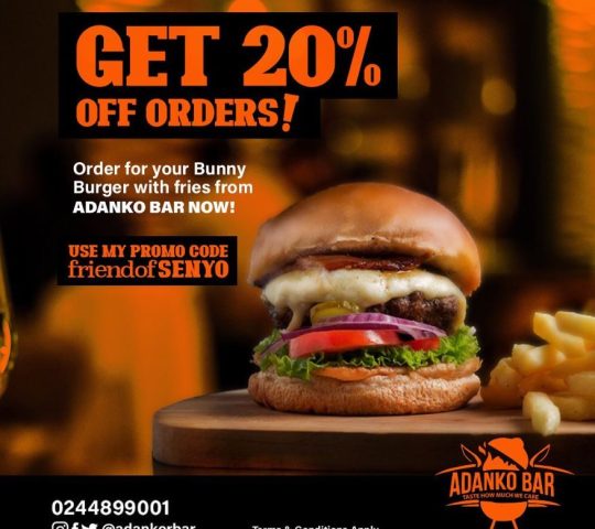 Save 20% @ Adanko Bar on Bunny Burgers