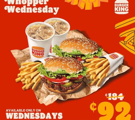 Whopper Wednesdays @ Burger King Accra for 92GHc