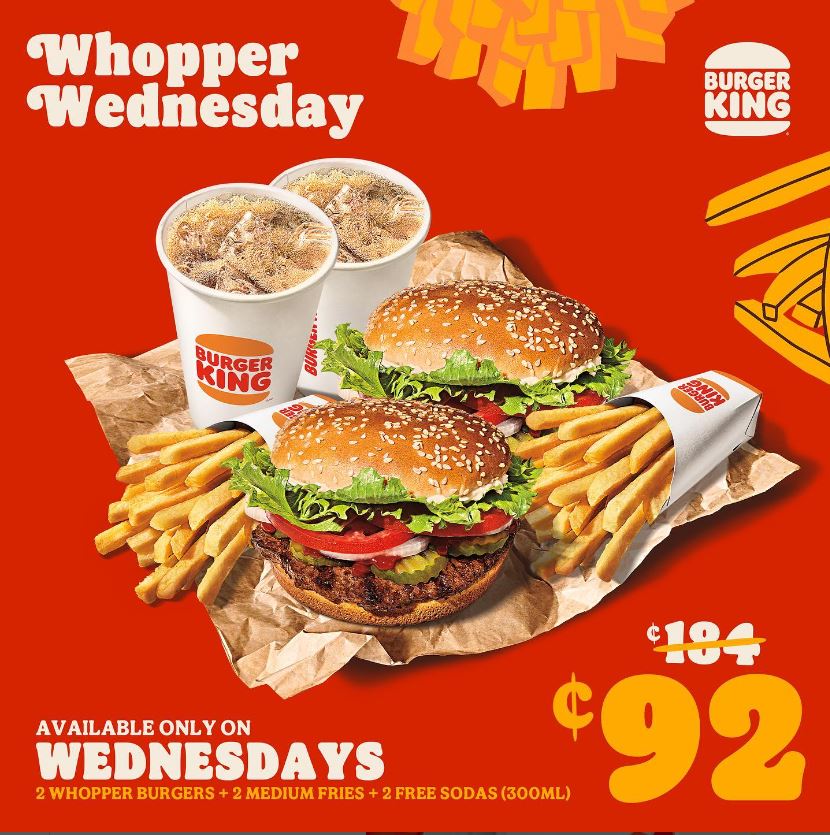 Whopper Wednesdays @ Burger King Accra for 92GHc