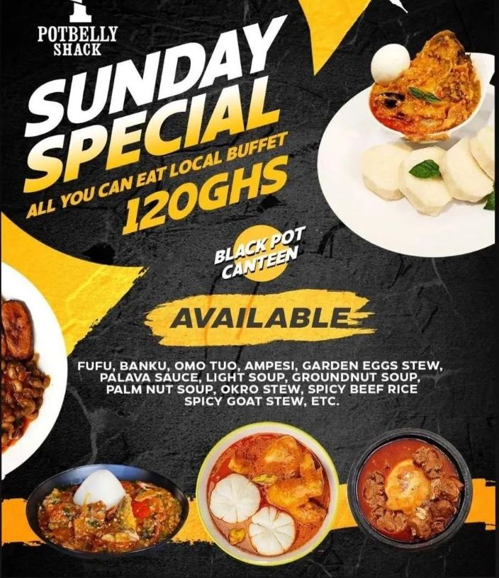 All You Can Eat Local Buffet Sunday @ PotBelly Shack (Adjiringano)