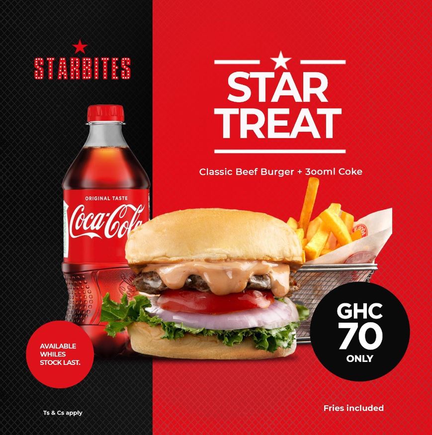 Star Trear Burger Combo 70Ghc @ StarBites (Ashaley Botwe)