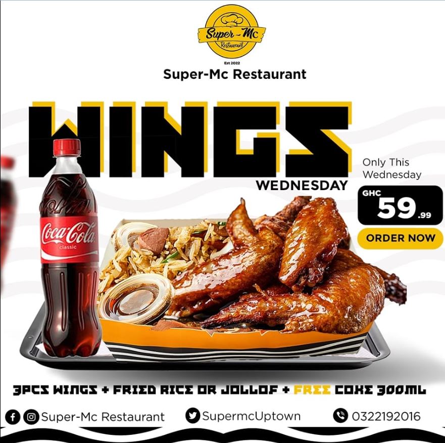 Wings Wednesday 59Ghc @ Super Mc restaurant