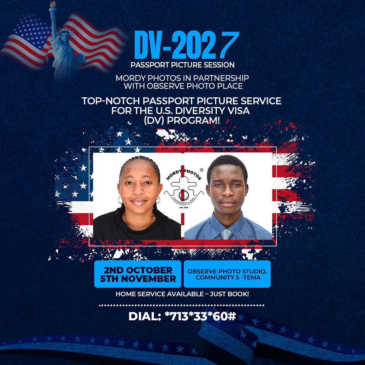 American VISA Lottery (DV-2027 Photo Booking)