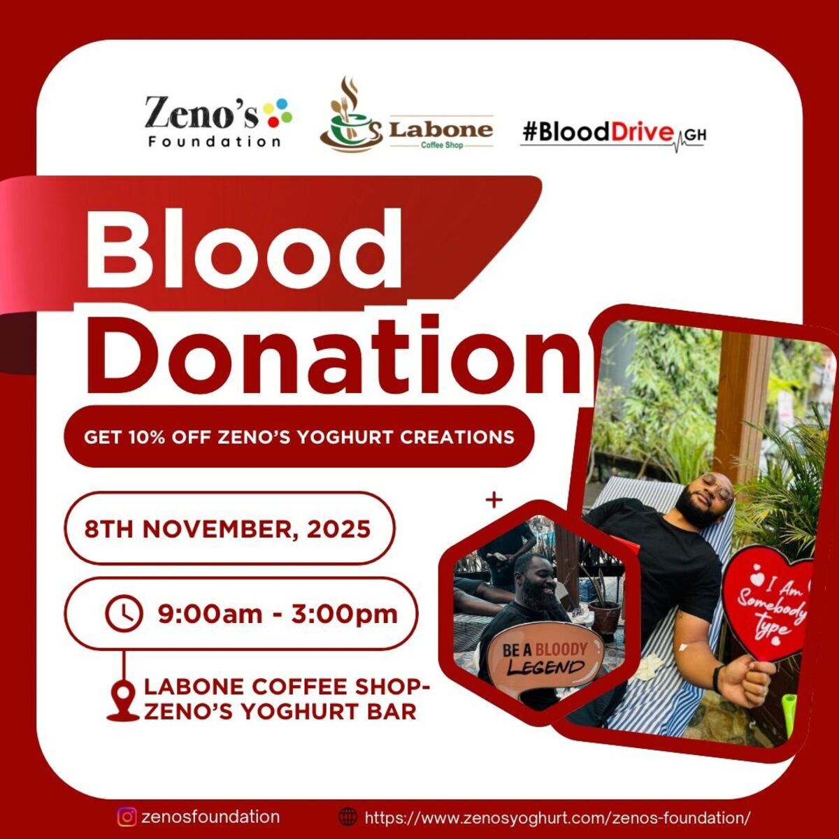 Ghana Events – Blood Donation Drive @ Labone Coffee Shop – Zeno’s Yoghurt Bar